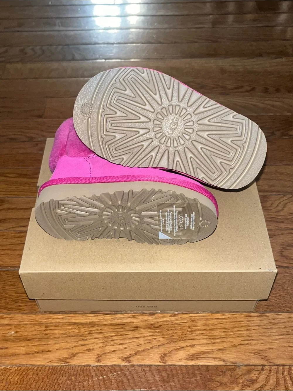 UGG Kids Classic Joan Luxury Winter Boot Dark Peony Pink Baby Girl Walker Size 6
